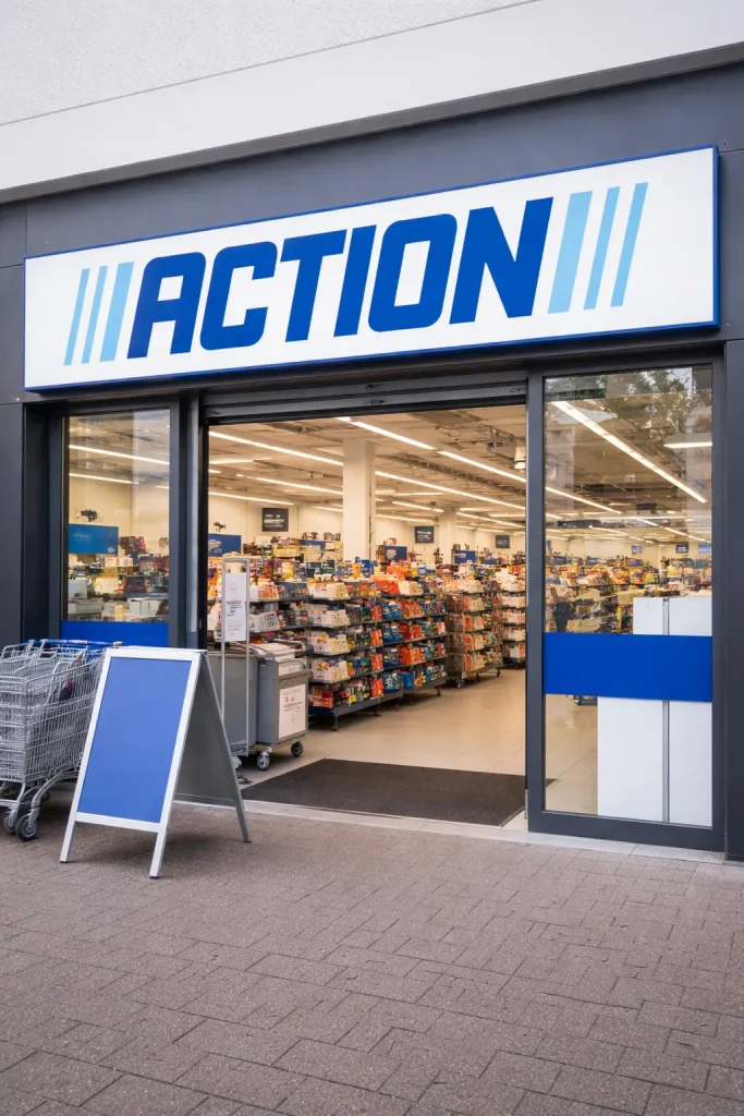 Ingang van een Action-winkel