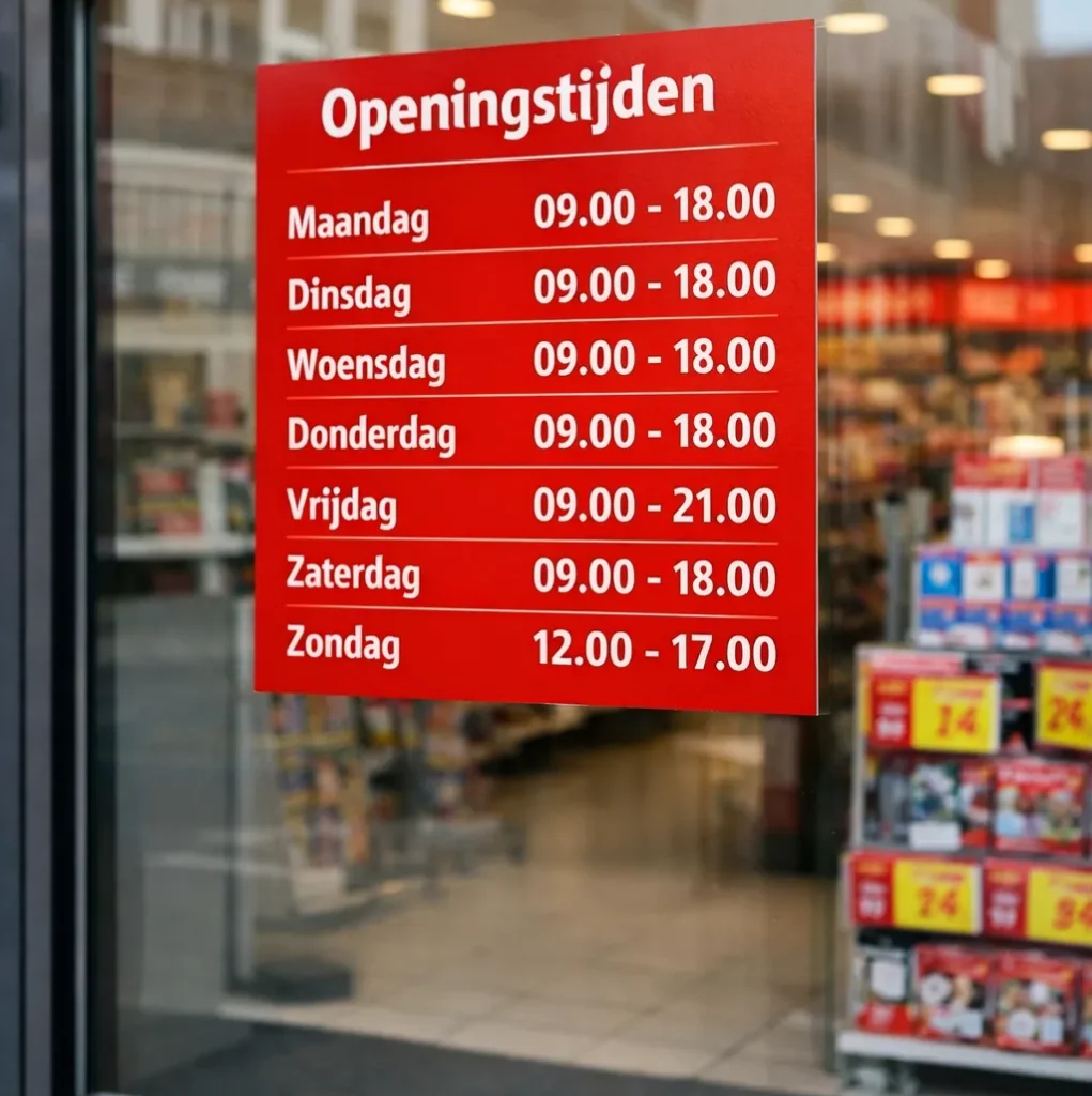 Kruidvat-winkel in Heerenveen met openingstijden bij de ingang.