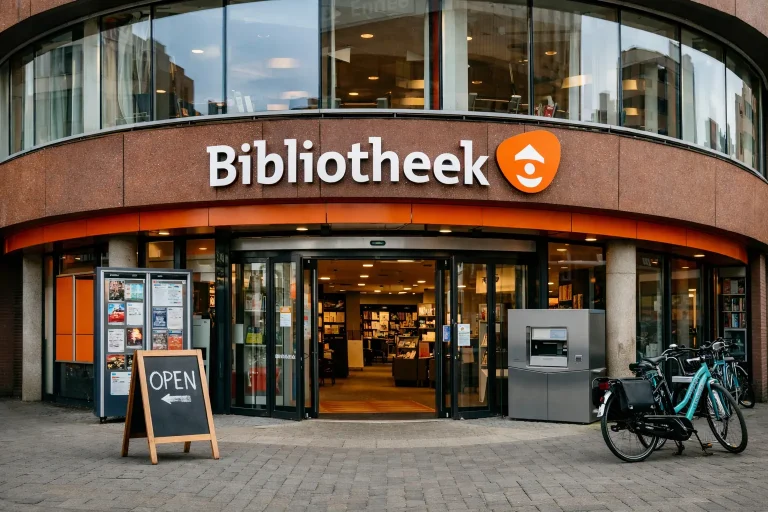 Ingang van de bibliotheek in Heerenveen