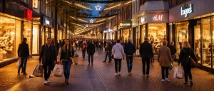 Winkelstraat in Heerenveen tijdens koopavond.