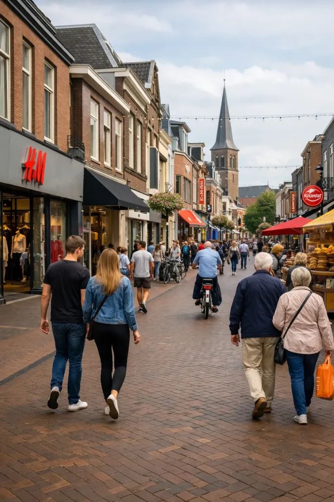 Winkelstraat in Heerenveen op koopzondag