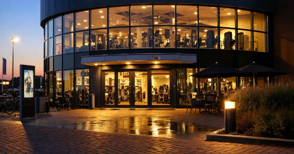 SportCity sportschool in Heerenveen bij avondlicht